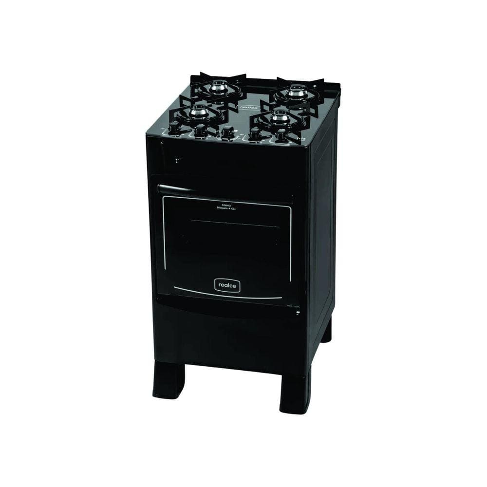 Fogão Iris Glass 4 Bocas Realce Mesa De Vidro Bivolt Preto