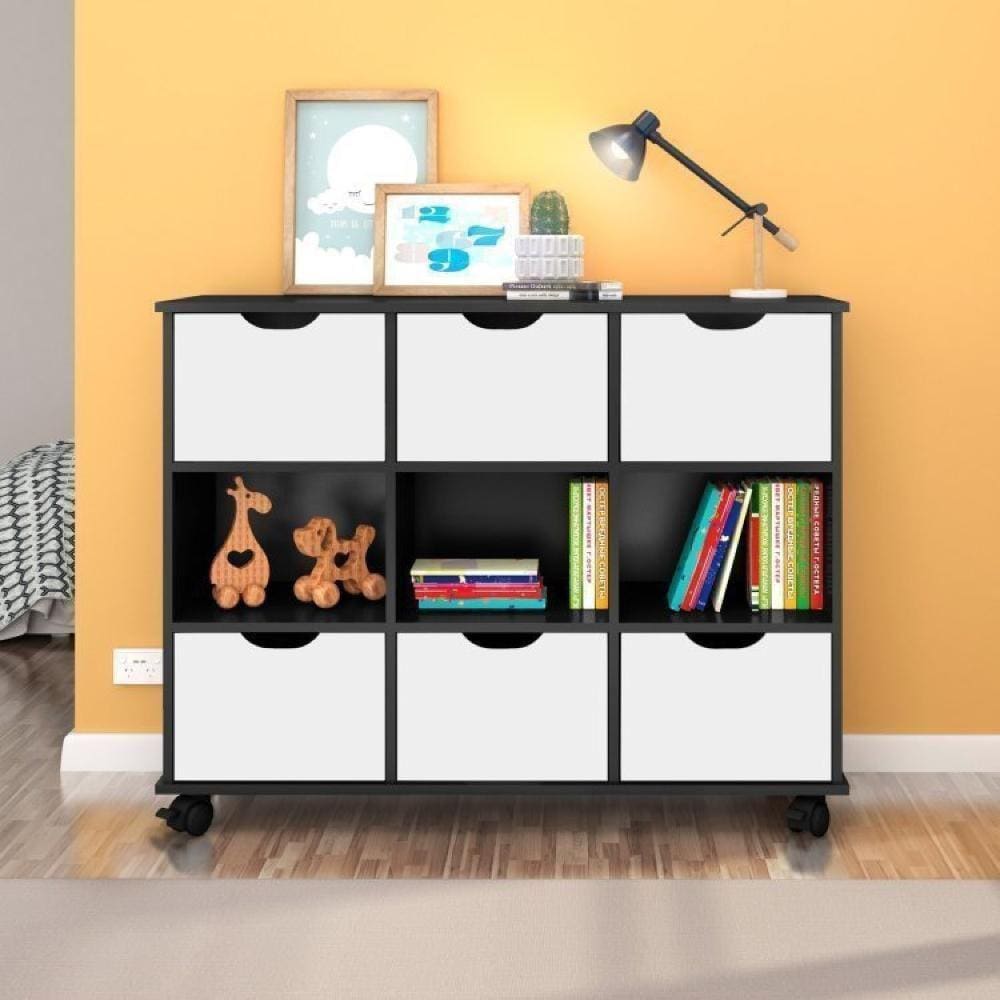 Conjunto Nicho Organizador 6 Gavetas Qmovi Preto/Branco