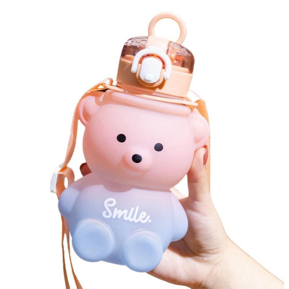Garrafa Água Ursinho Smile 1Litro Antivazamento Alça E