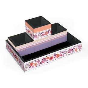 Organizador de mesa em MDF com estampas - 23x16x4cm