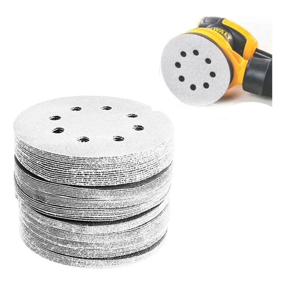 Kit 100 Disco De Lixa Pluma Branco 125Mm Grão 120/320 - Starfer
