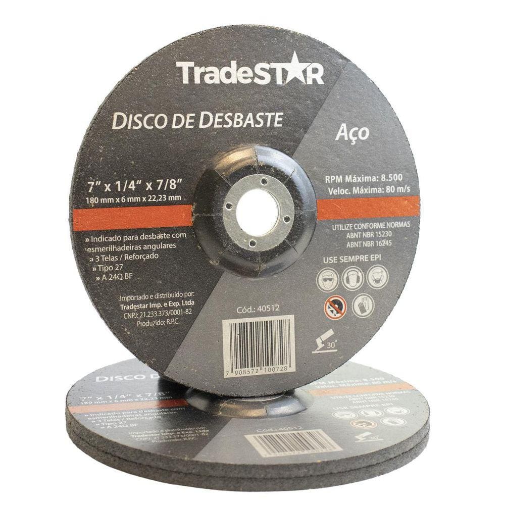 Disco de Desbaste 7 180x6 mm para Metal - Kit com 5 Unidades