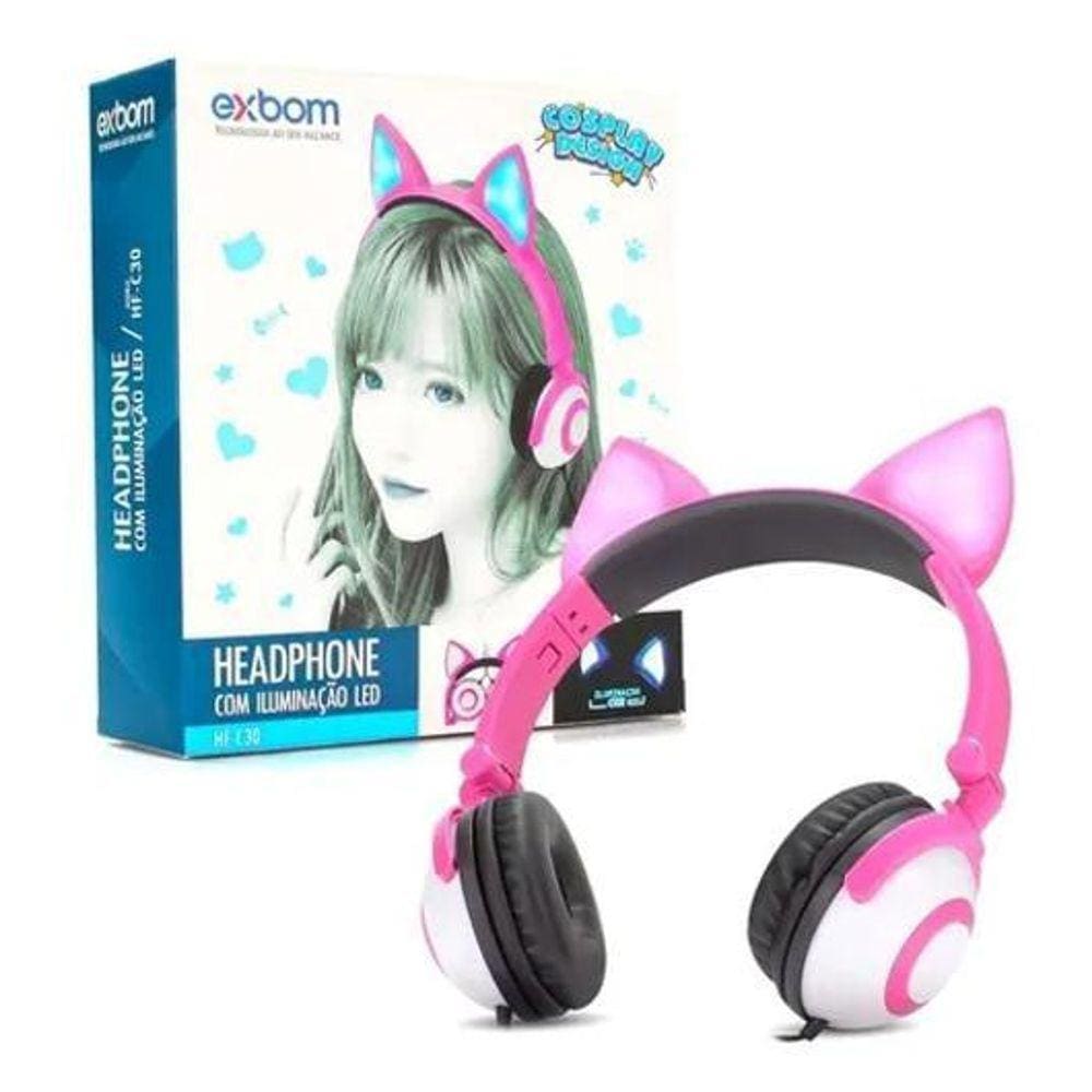 Fone Exbom Gatinho Hf-C30 Led Com Fio