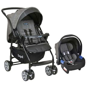 Carrinho Rio K Com Bebê Conforto Mesclado Preto - Burigotto