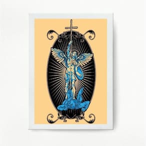Quadro Arcanjo Miguel 33x24cm - Arte Digital com Vidro