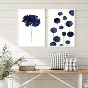 Flor Azul Marinho - Quadros Arte Moderna 45x34cm