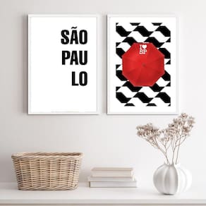 Quadros I Love São Paulo 33x24cm - Moldura Branca