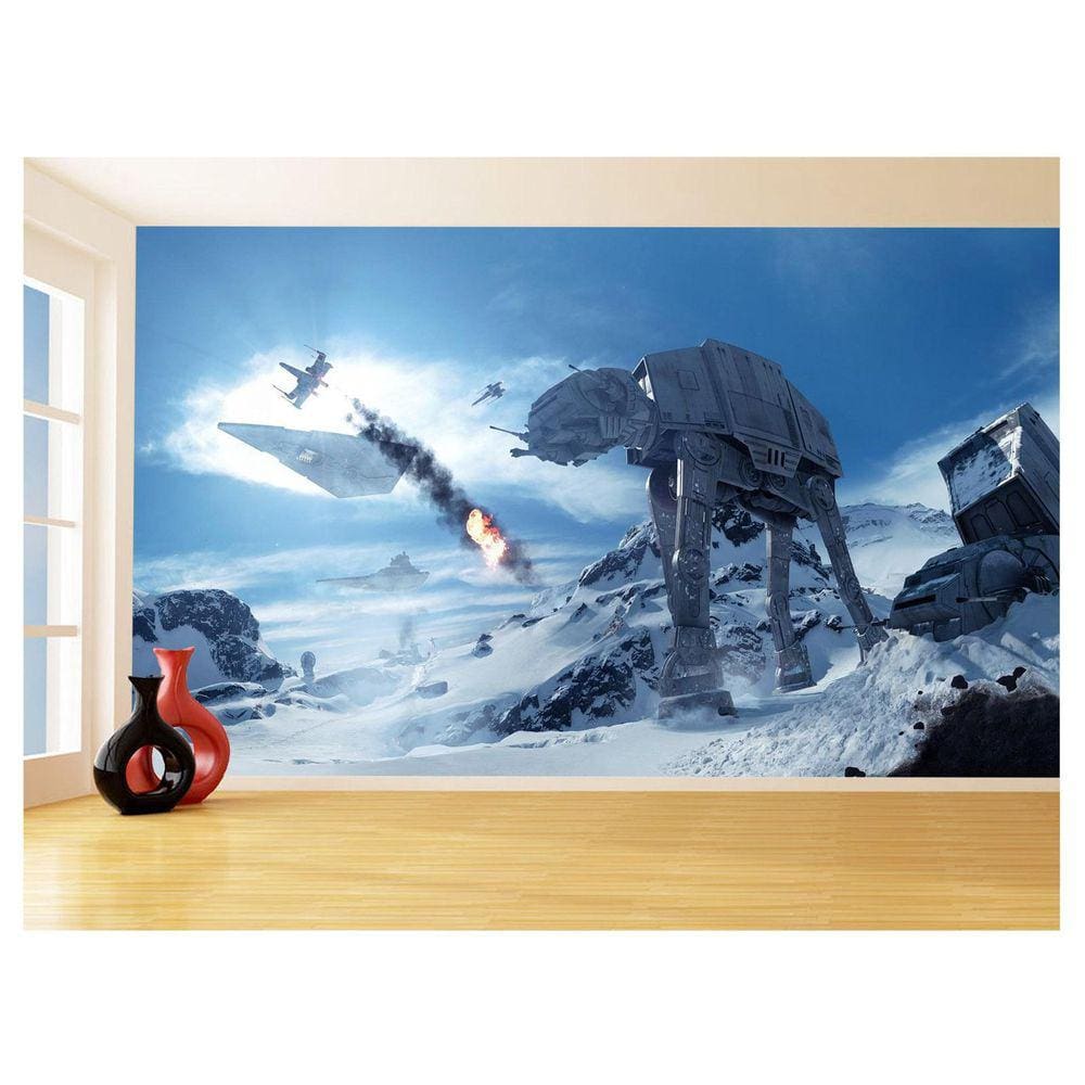 Papel De Parede 3D Star Wars Batalha Walker Neve 3,5M Stw09