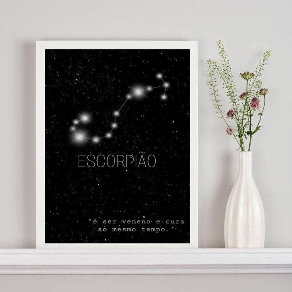 Quadro Constelação Signo Escorpião 33x24cm - Moldura Preta