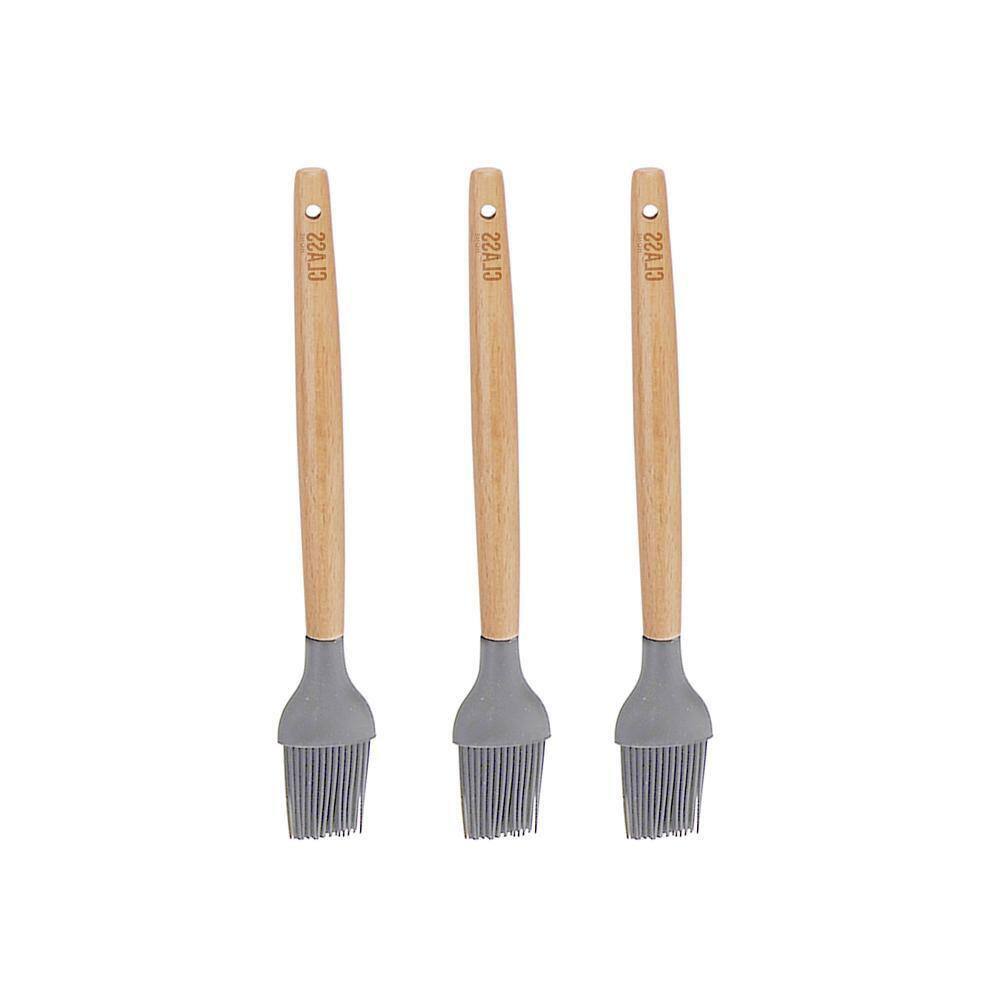 Kit 3 Pincéis Culinário Bambu 24Cm Utensílios