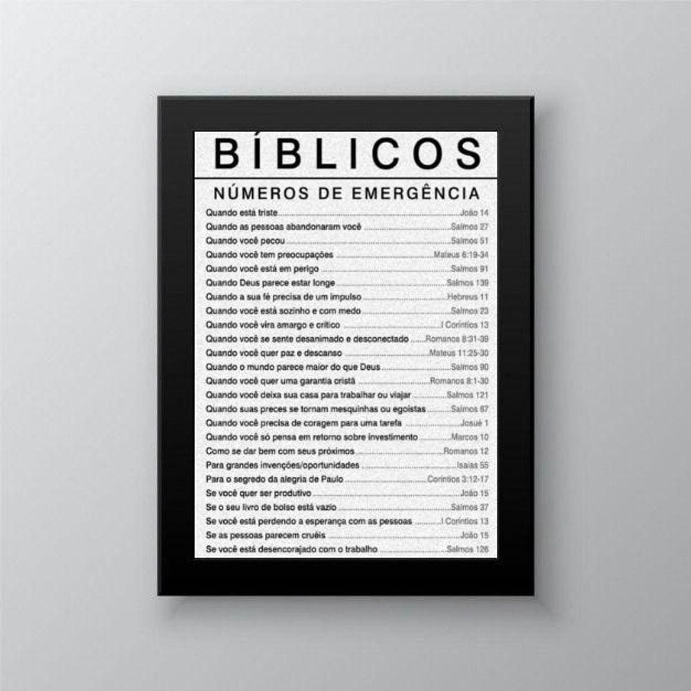 Quadro Salmos Bíblicos Números De Emergência 24X18Cm