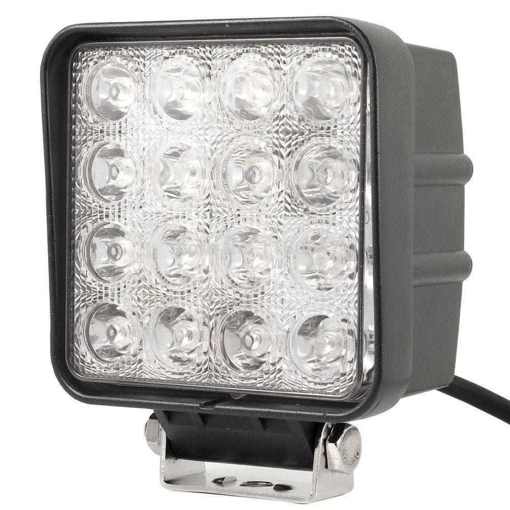 Farol de milha Aux 48w Led Quadrado Universal Branco Frio Carro Moto Off Road Trator Caminhao Onibus Suv Trilhas