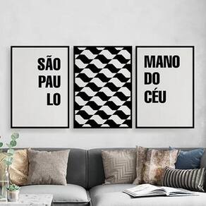 Kit 3 Quadros São Paulo Mano Do Céu 45X34Cm - Com Vidro