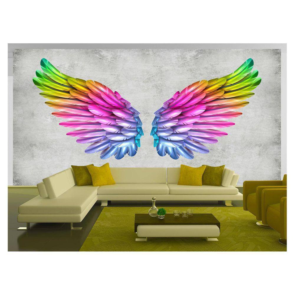 Papel De Parede 3D Arte Asas Selfie Insta Cores 3,5M Tra359