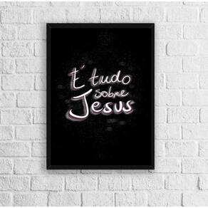 Quadro Religioso Jesus 45x34cm - Madeira Preta