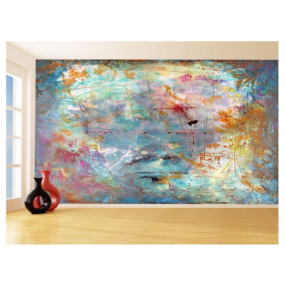 Papel De Parede 3D Arte Ferrugem Pintura Cores 3,5M Tra52