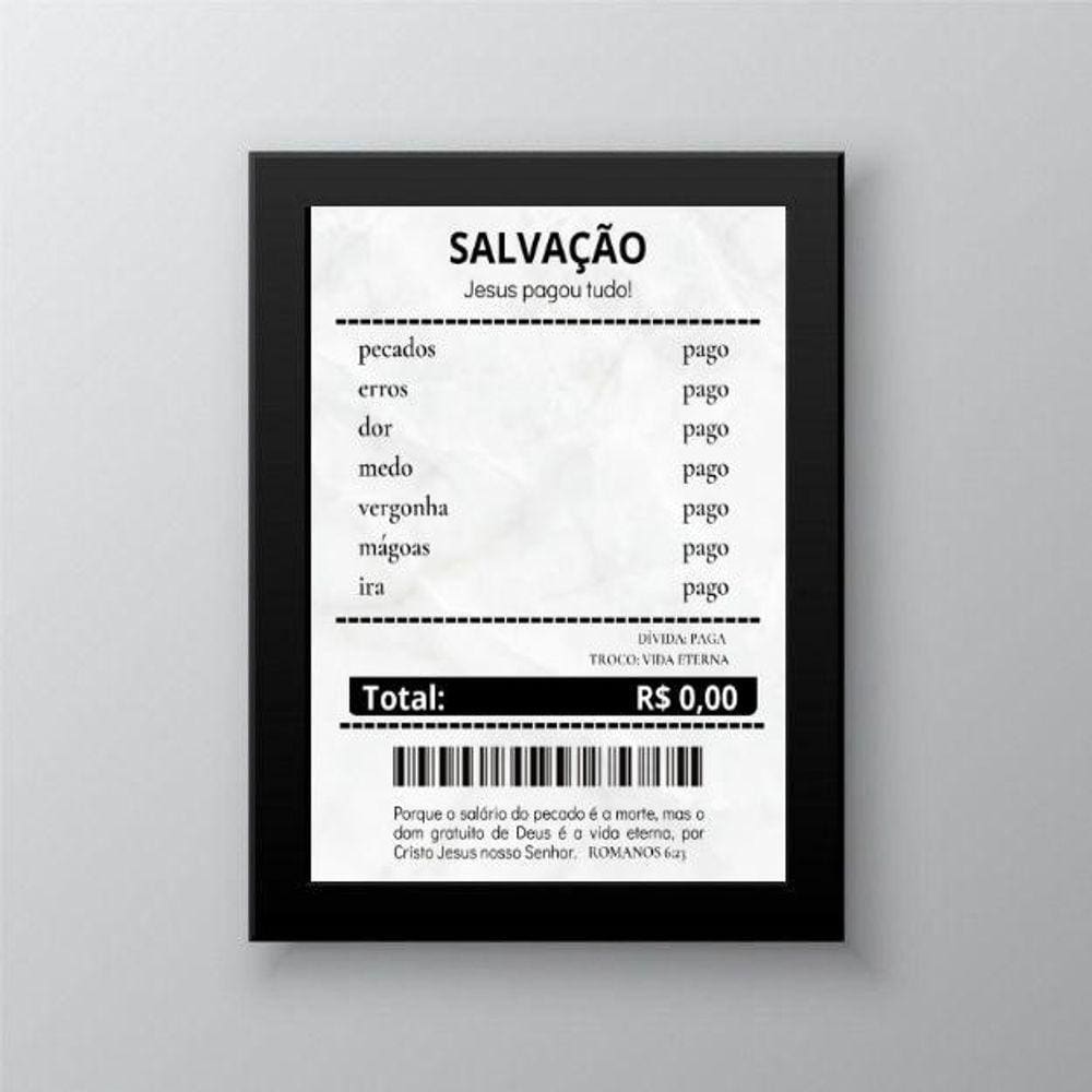 Quadro Decorativo Evangélico Recibo 45X34Cm