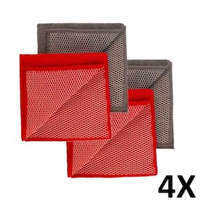 Kit 4 Panos Multiuso 2 Em 1 Esfrega Seca Microfibra 29X29Cm