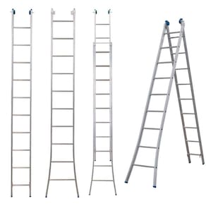 Escada Alumínio 3 Em 1 Extensiva 2 X 10 - 20 Degraus Alumasa