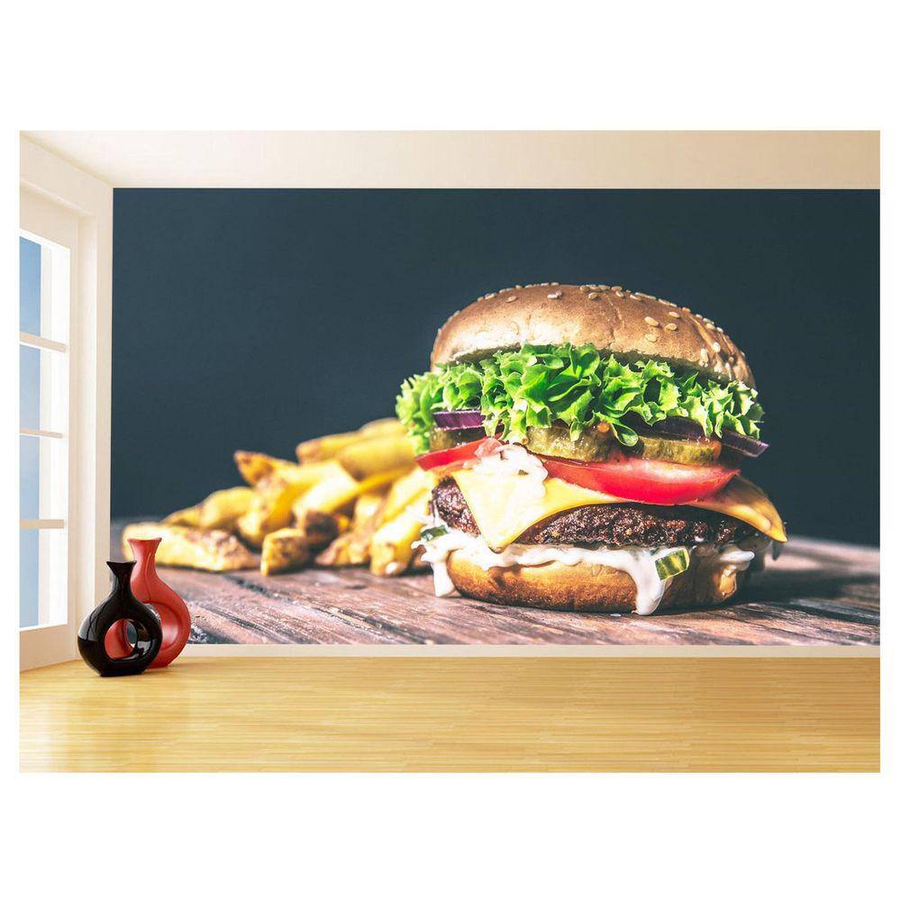 Papel De Parede 3D Alimentos Lanches Artesanais 3,5M Al421
