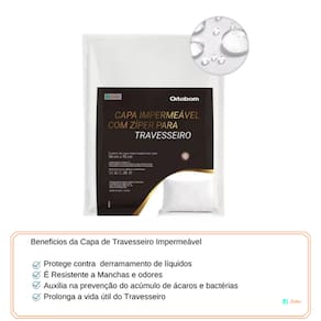 Capa Protetora de Travesseiro Ortobom Impermeável c/ Zíper 50x70 - Protege contra líquidos - Manchas e Odores