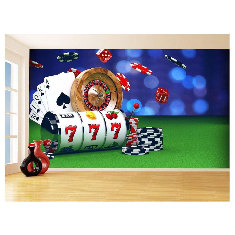 Papel De Parede 3D Salão De Jogos Cartas Poker 3,5M Jcs96