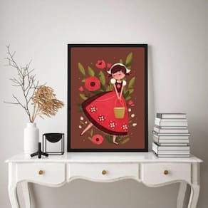 Quadro Decorativo Menininha Camponesa 33X24Cm