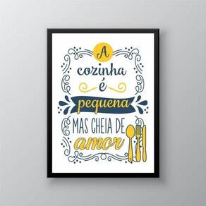 Quadro Cozinha Pequena Amarelo E Azul 45X34Cm