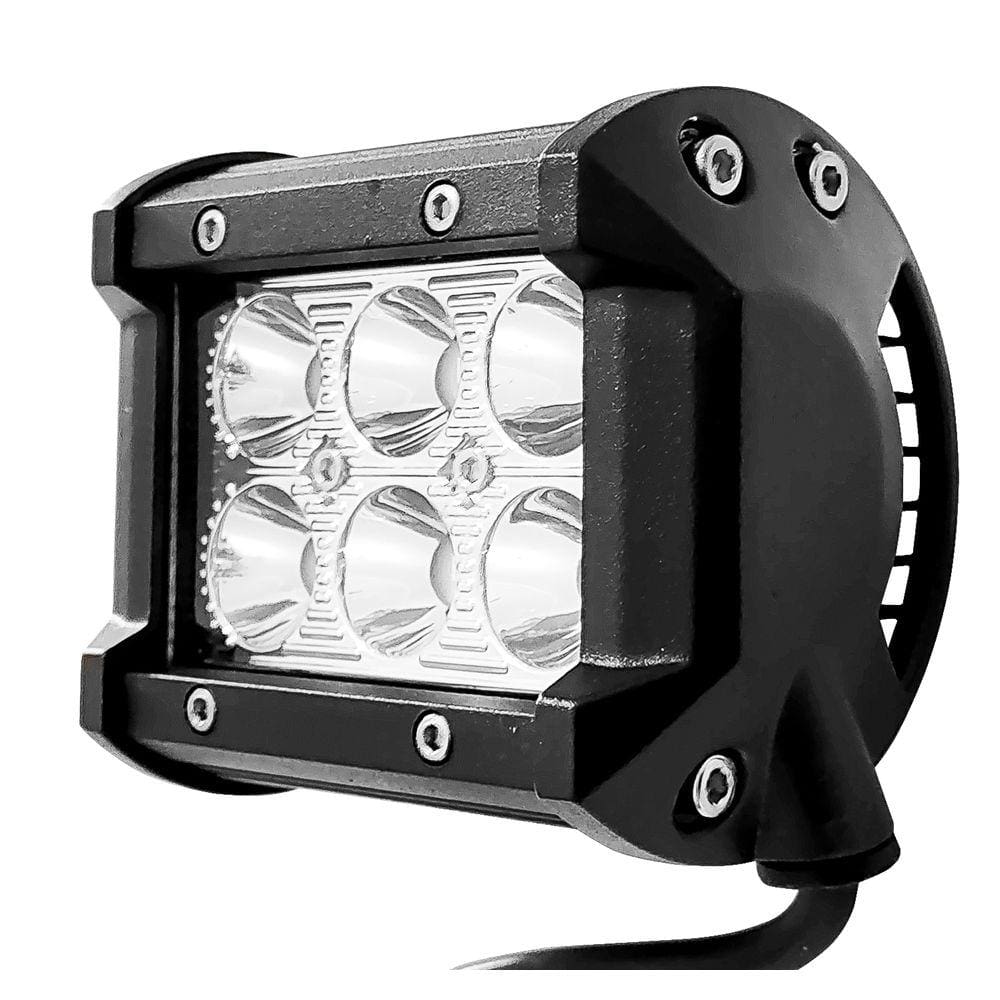Farol de milha 6 Leds 18w Led Quadrado Universal Branco Frio Carro Moto Off Road Trator Caminhao Onibus Suv Trilhas