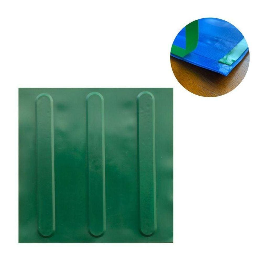 Kit 10 Pçs Piso Tátil Pvc 25X25 Direcional Verde Adesivado