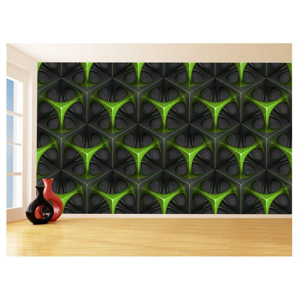 Papel De Parede 3D Textura Geométrico Verde Sala 3,5M Txt82