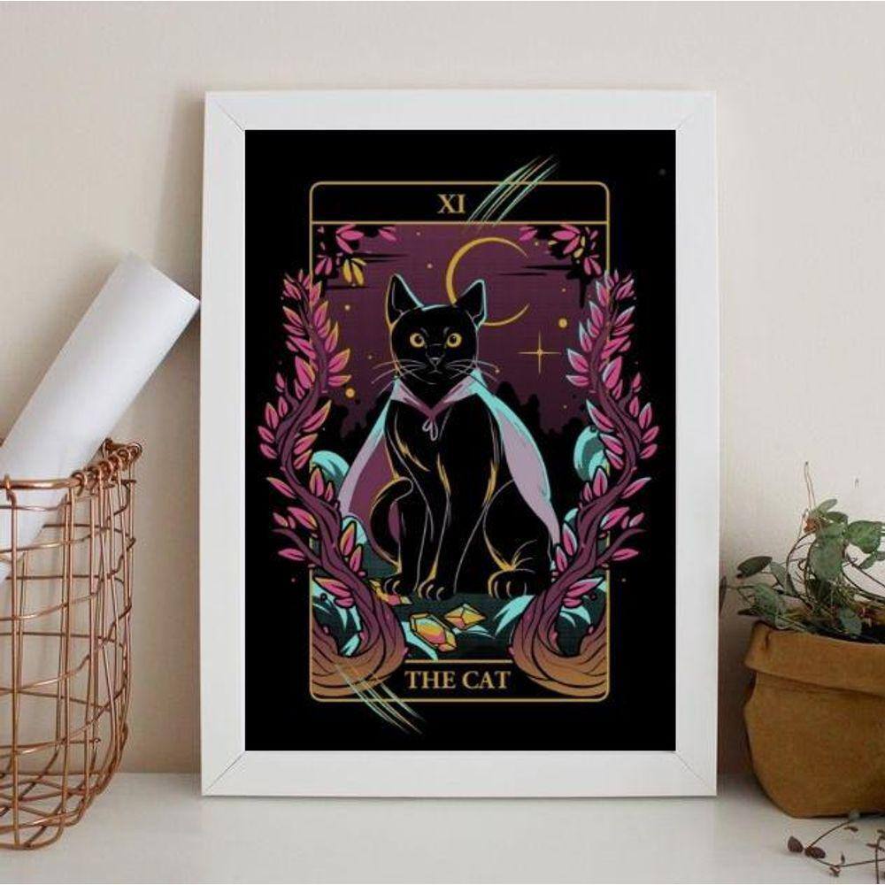 Quadro Decorativo Carta the Cat 45x34cm - Moldura Preta