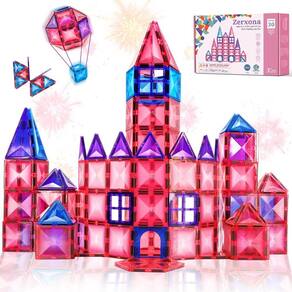 Blocos de construção magnéticos Zerxona Pink Toys para crianças de 3 a 8 anos