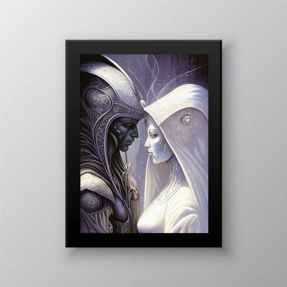 Quadro Ísis e Osiris 24x18cm - Moldura Branca