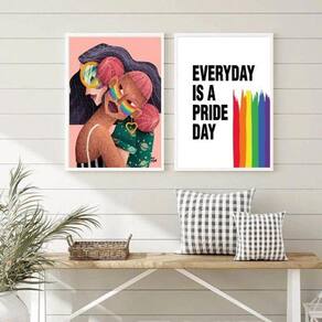 Kit 2 Quadros LGBT Lésbicas 45x34cm Moldura Preta