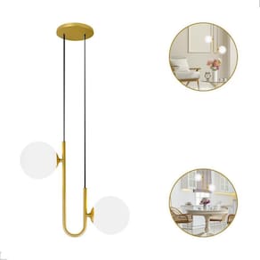 Lustre Pendente Jabuticaba Globo Duplo De Vidro Dourado 2Xg9