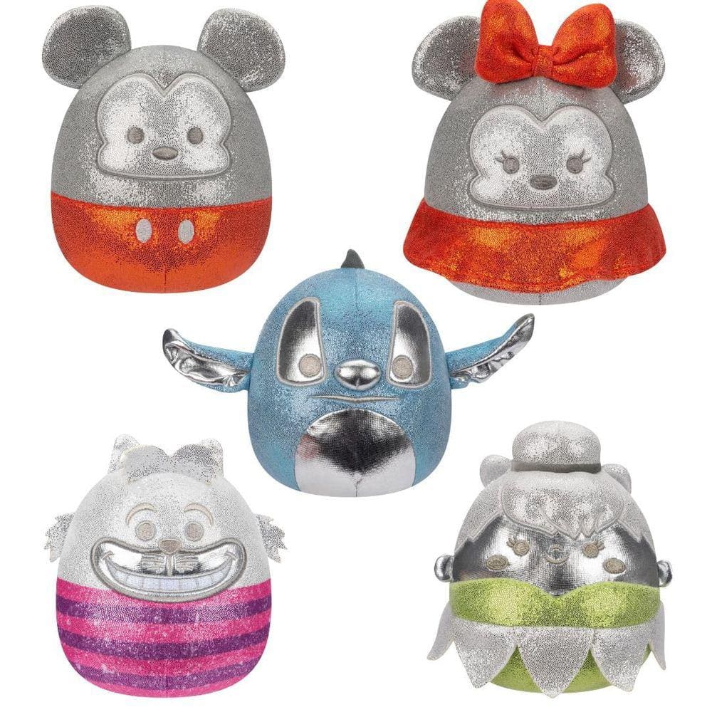 Conjunto de caixas de pelúcia Squishmallows Disney100, pacote com 5 polegadas