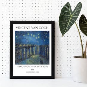 Quadro Van Gogh Starry Night 24x18cm - Moldura Branca