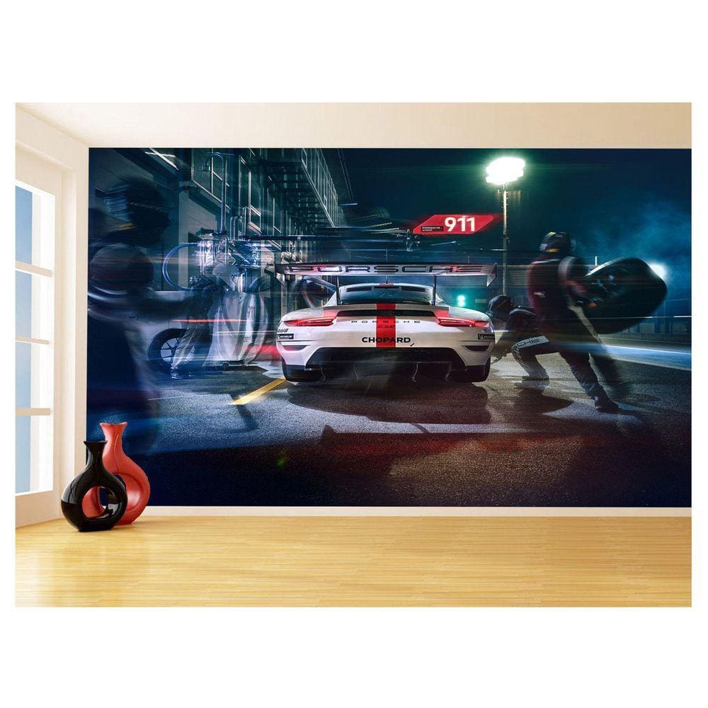 Papel De Parede 3D Carro Porsche 911 Rsr Pista 3,5M Car330