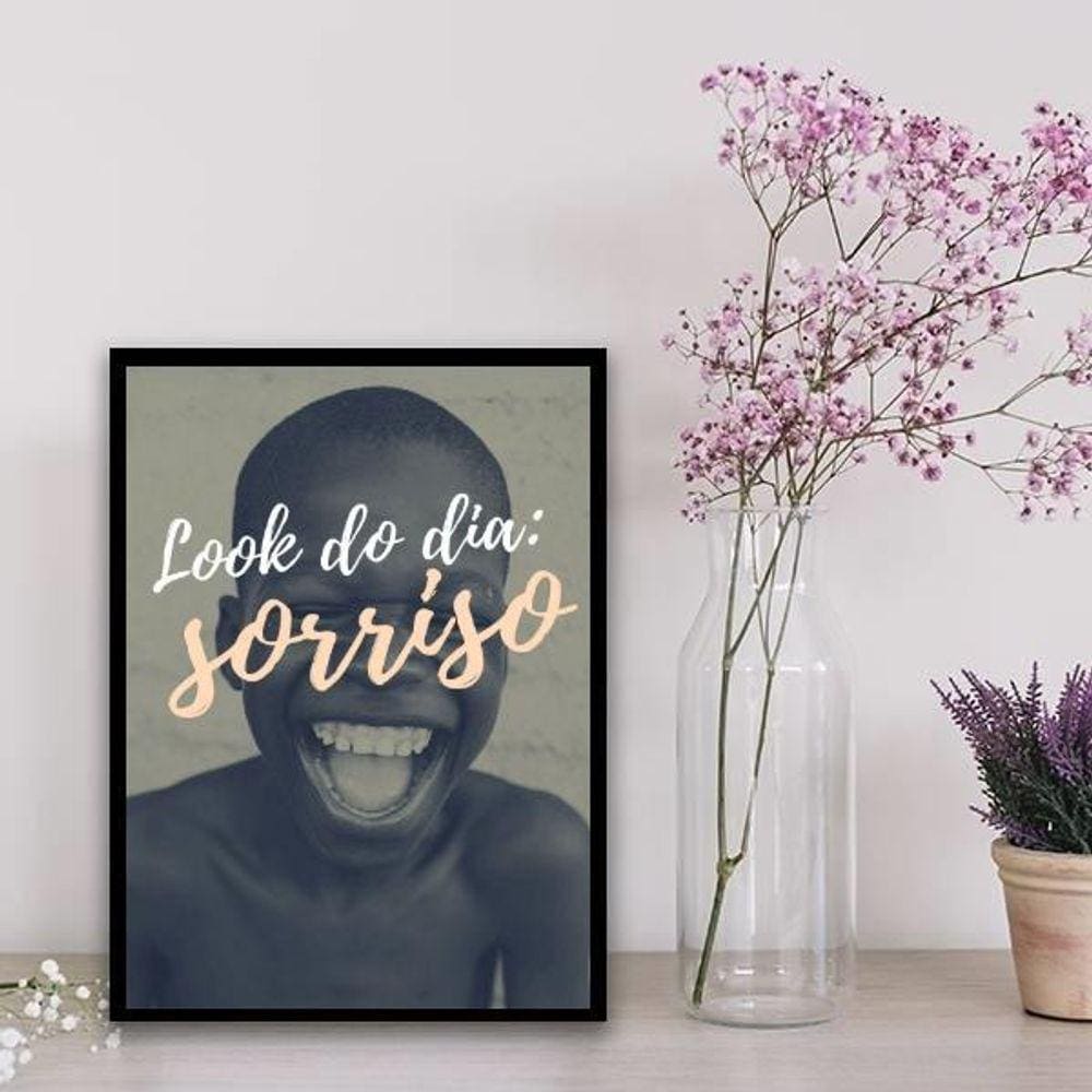 Quadro Sorriso Look Do Dia 45X34Cm Vidro Branca