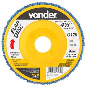 Flap Disc Desbaste Reto 4.1/2 G 120 Vonder 1224412120
