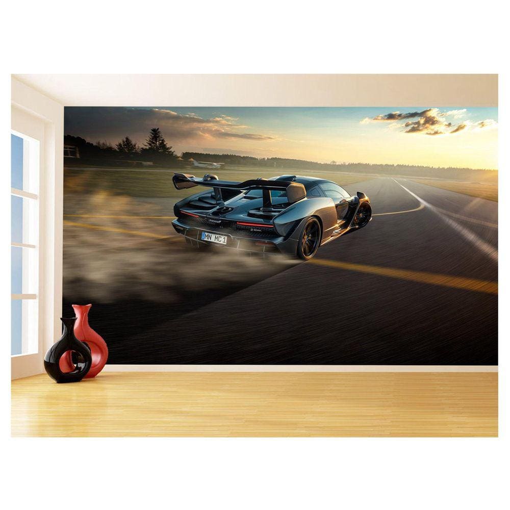Papel De Parede 3D Carro Mc Laren Pista Super 3,5M Car281