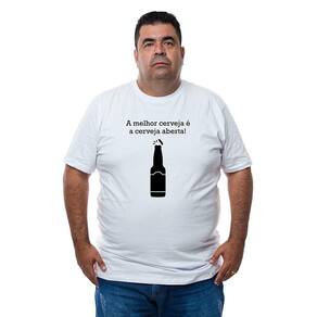 Camiseta Masculina Plus Size Algodao Macia Basica Frase de Humor Com Abridor De Garrafa