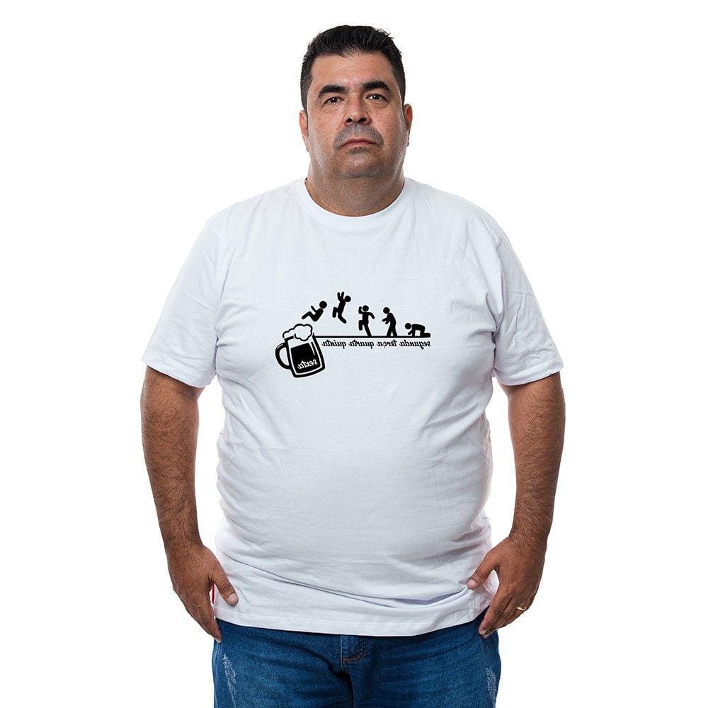 Camiseta Masculina Plus Size Algodao Manga Curta Estampa Humorada Com Abridor De Garrafa