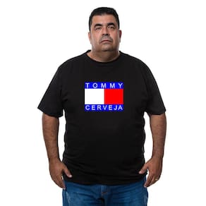 Camiseta Masculina Plus Size Algodao Manga Curta Tommy Cerveja Com Abridor De Garrafas Integrado