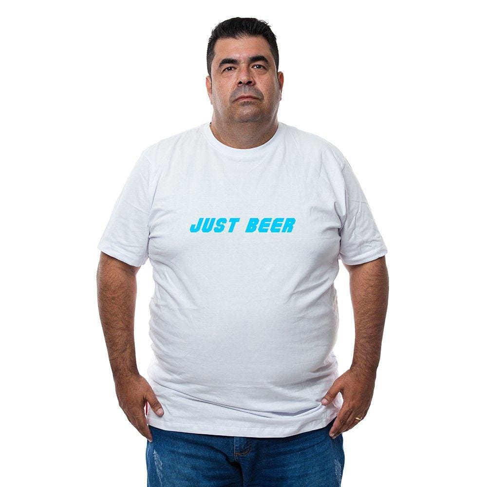 Camiseta Plus Size Gola Redonda Algodao Masculina Just Beer Com Abridor De Garrafas integrado