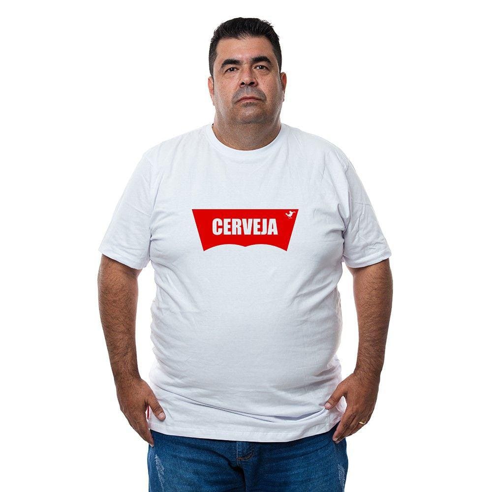 Camiseta Masculina Plus Size Algodao Manga Curta Estampa Cerveja Com Abridor De Garrafa Integrado