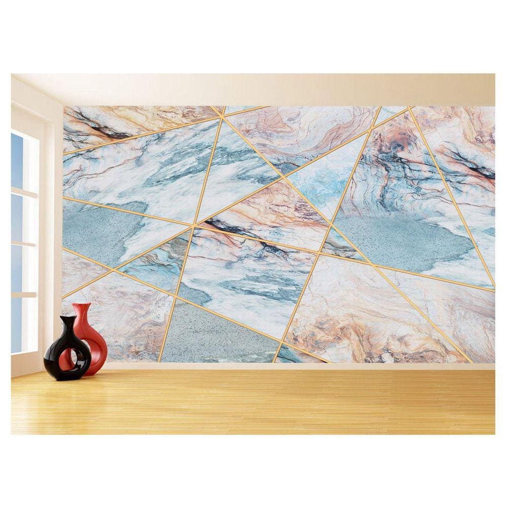 Papel De Parede 3D Estilo Marmore Cores Formas 3,5M Mbr05