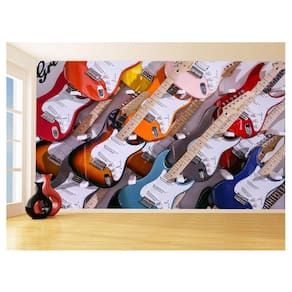 Papel De Parede 3D Musica Guitarra Cores Loja 3,5M Mus107
