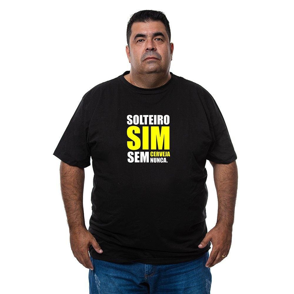 Camiseta Masculina Plus Size Algodao Solteiro Sim Sem Cerveja Nunca Com Abridor De Garrafa